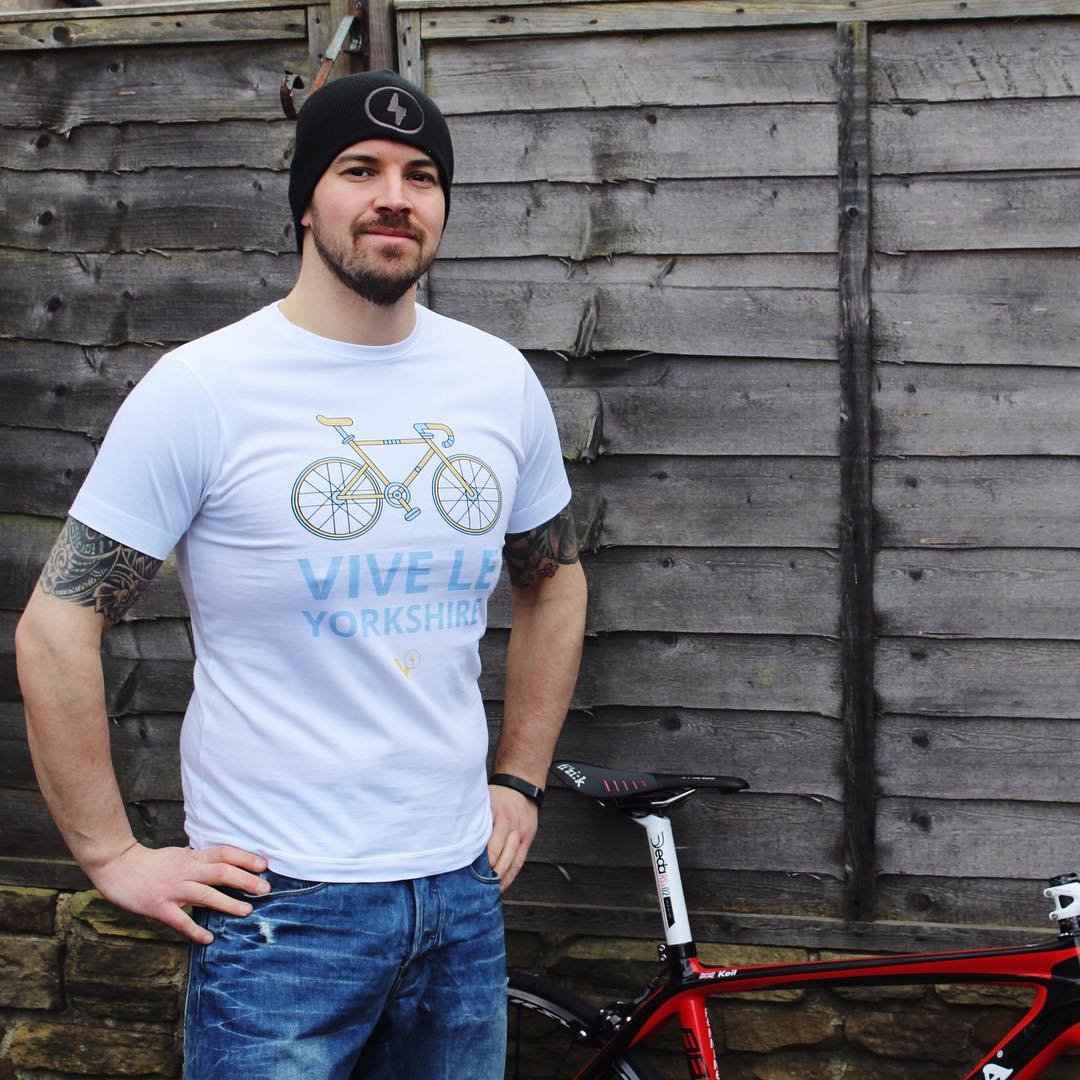 VIVE LE YORKSHIRE MENS WHITE CYCLING T-SHIRT