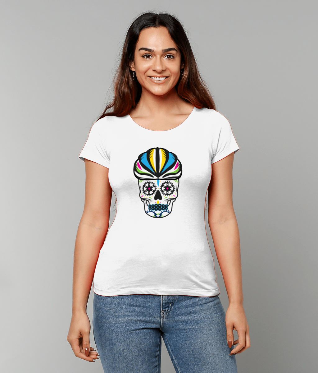 Colourful Sugar Skull Cycling Womens Tshirt