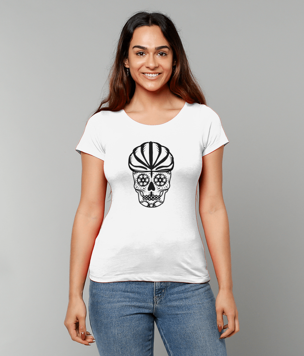 Sugar Skull b&W womens cycling T-shirt