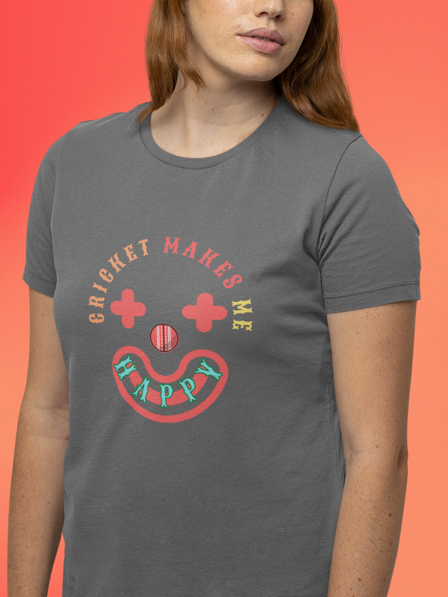 Cricket Makes Me Happy Women's T-Shirt