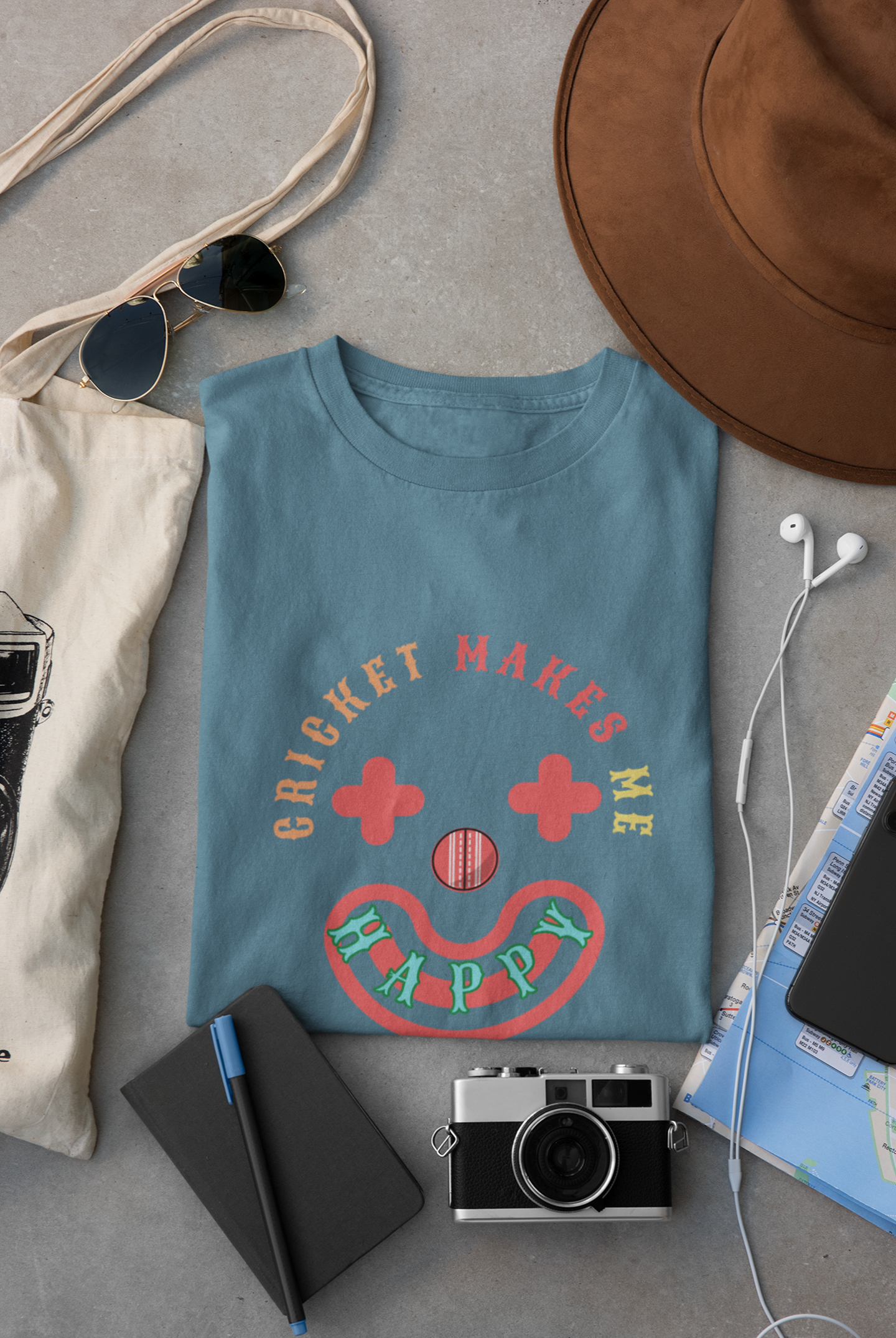 Cricket Makes Me Happy Men's T-Shirt