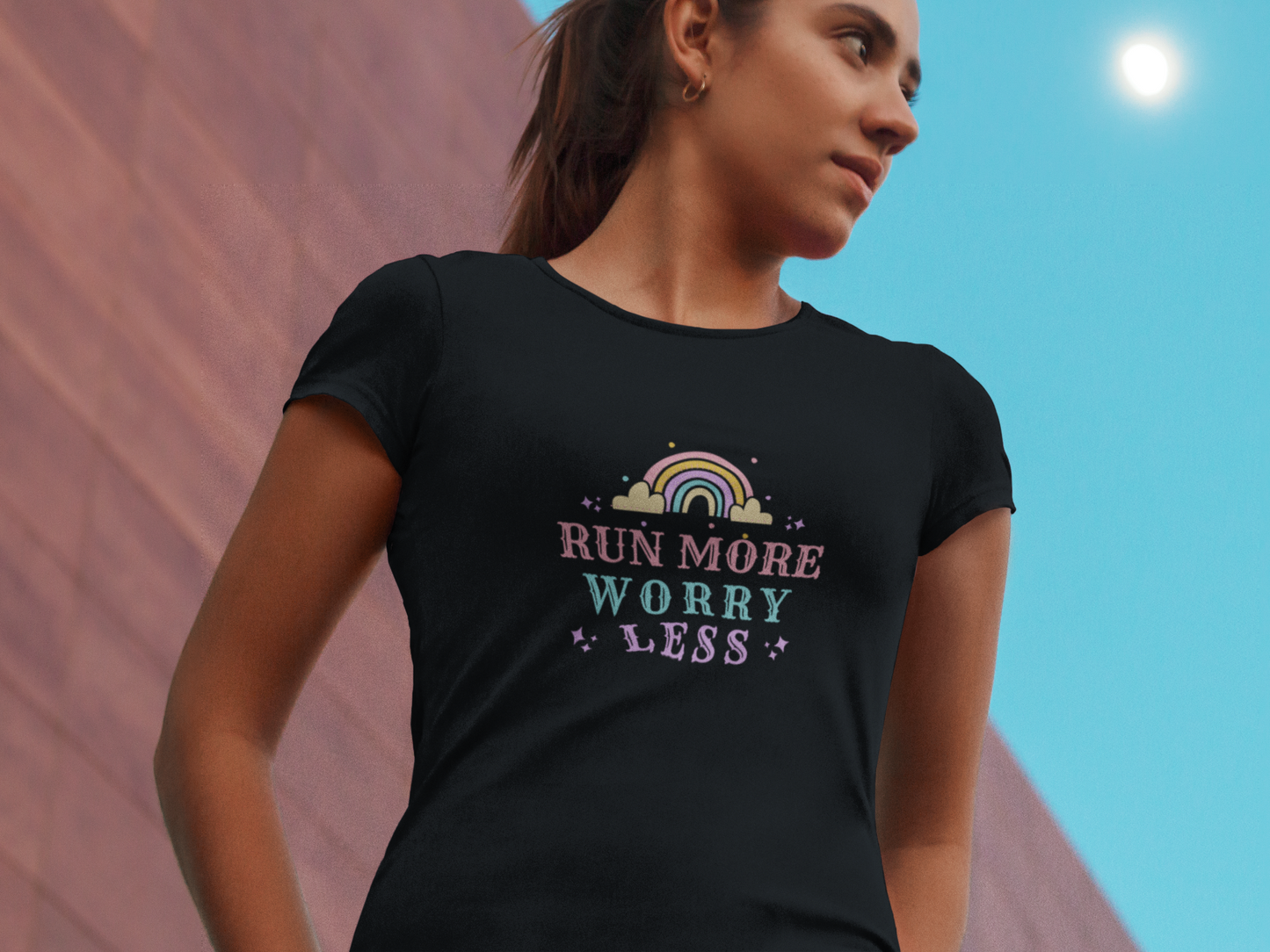 Run More Worry Less Women's Running T-Shirt