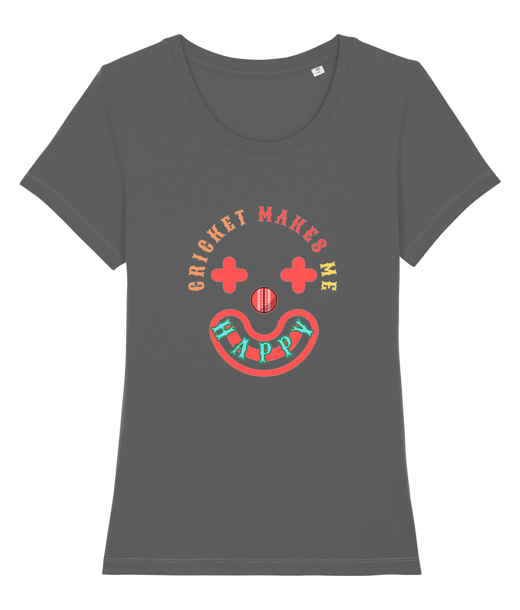 Cricket Makes Me Happy Women's T-Shirt