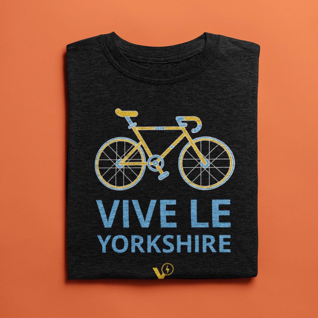 VIVE LE YORKSHIRE MEN'S CYCLING BLACK T-SHIRT