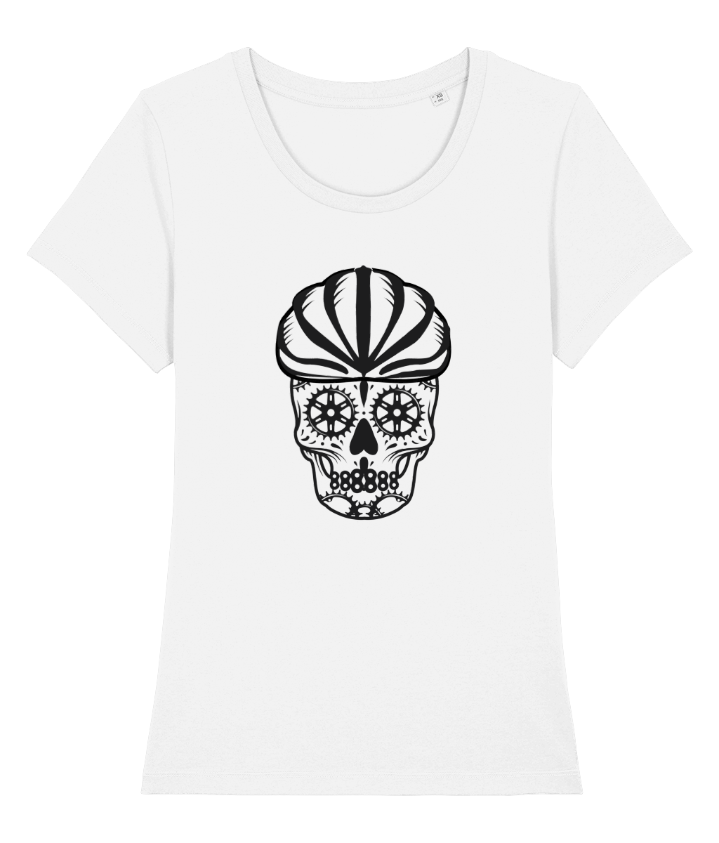 Sugar Skull b&W womens cycling T-shirt