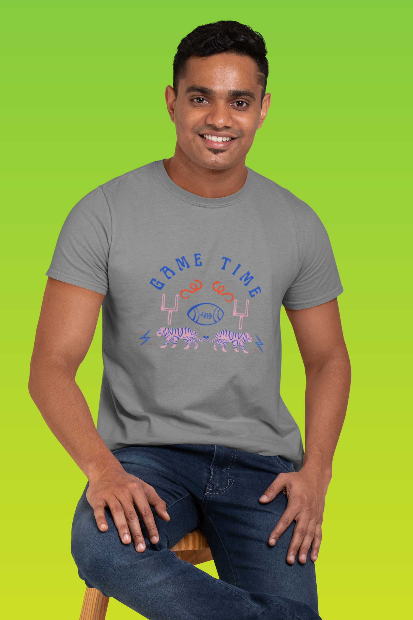 Game Time Tiger American Football Mens T-Shirt