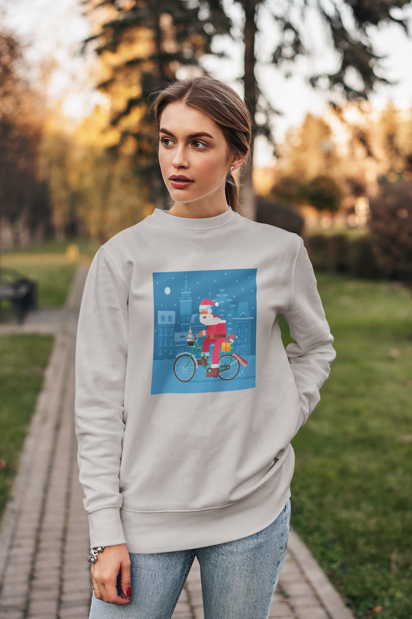 Santa on a Bike Christmas Jumper
