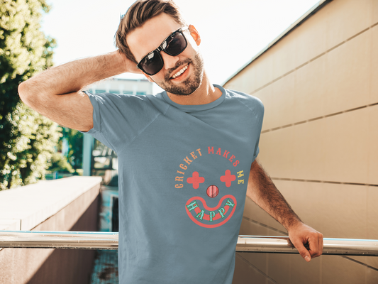 Cricket Makes Me Happy Men's T-Shirt
