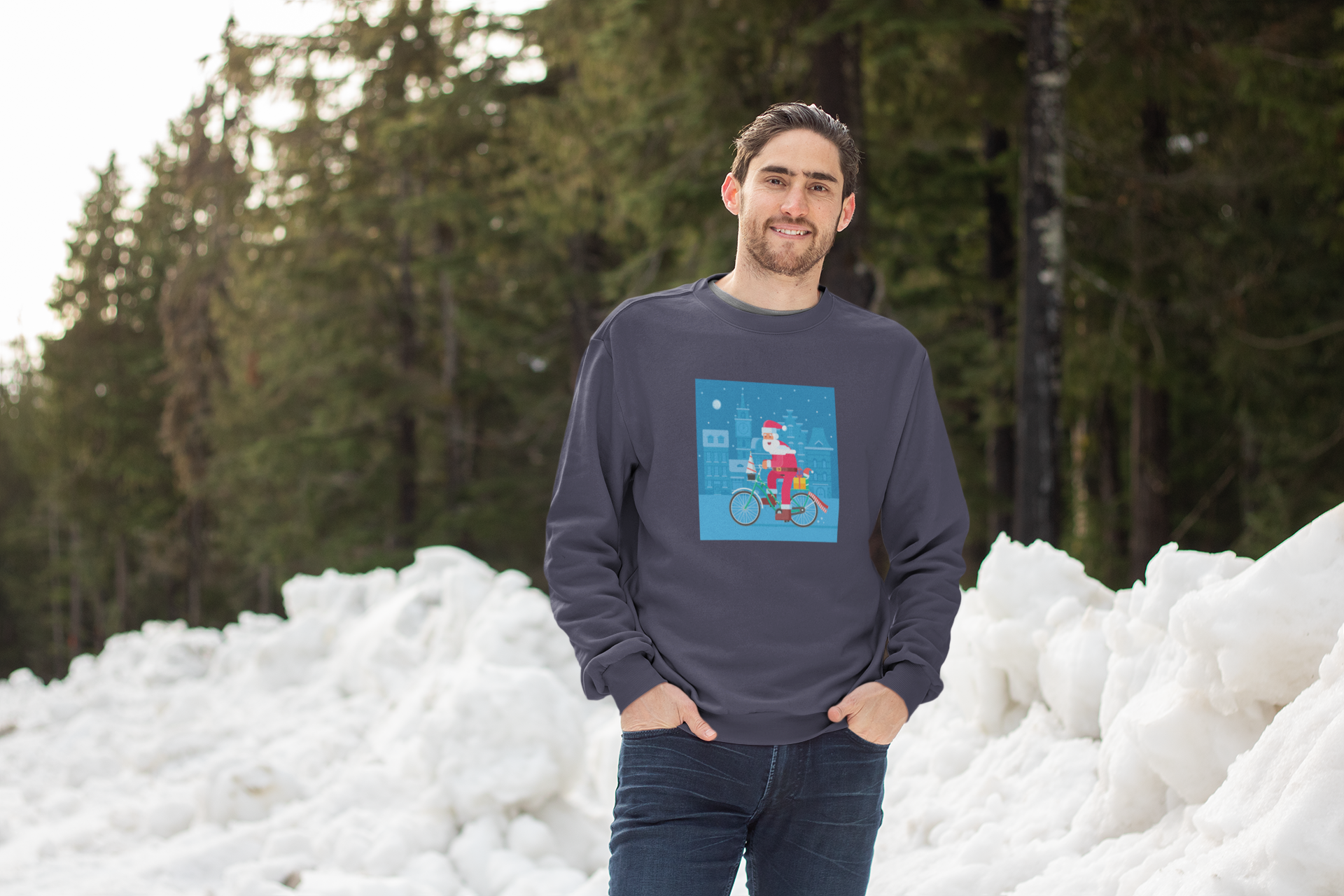 Santa Cycling Christmas Sweatshirt